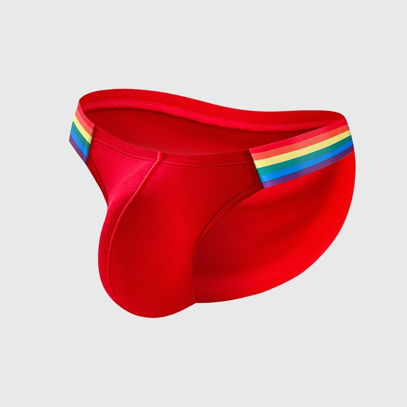 【透氣純棉系列】舒仕新款純棉彩虹性感高叉男士三角內褲
