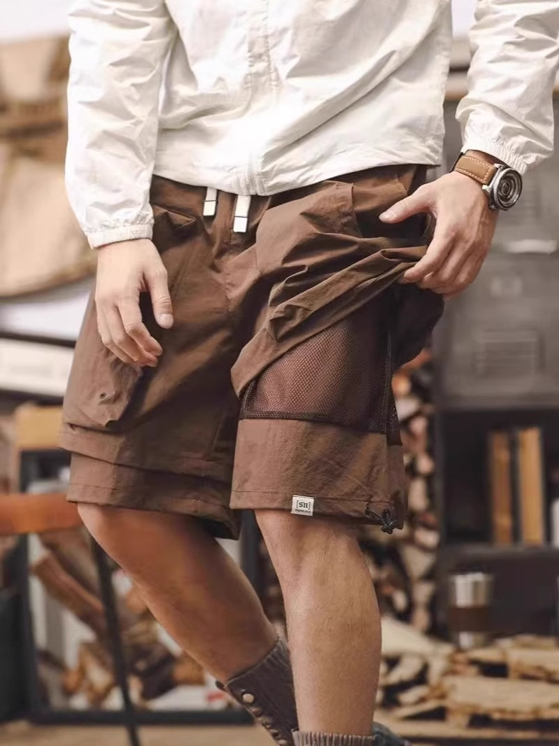 美式户外机能速干工装短裤子男夏季凉感潮流假两件山系休闲五