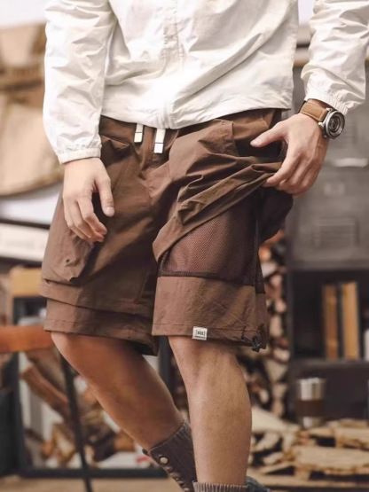 美式户外机能速干工装短裤子男夏季凉感潮流假两件山系休闲五