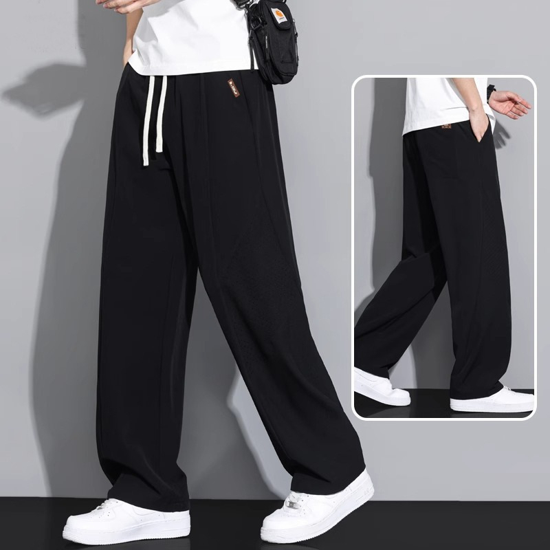 【冰絲垂感】-5℃涼感降溫~夏季冰絲網眼透氣直筒速乾運動長褲