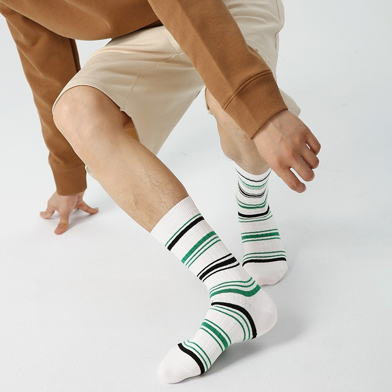 【經典字母條紋】文藝潮流小衆設計中筒運動襪男襪
