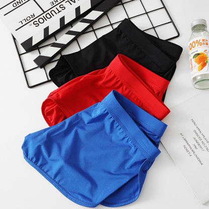 【冰絲涼感】側開叉運動風平角男生內褲