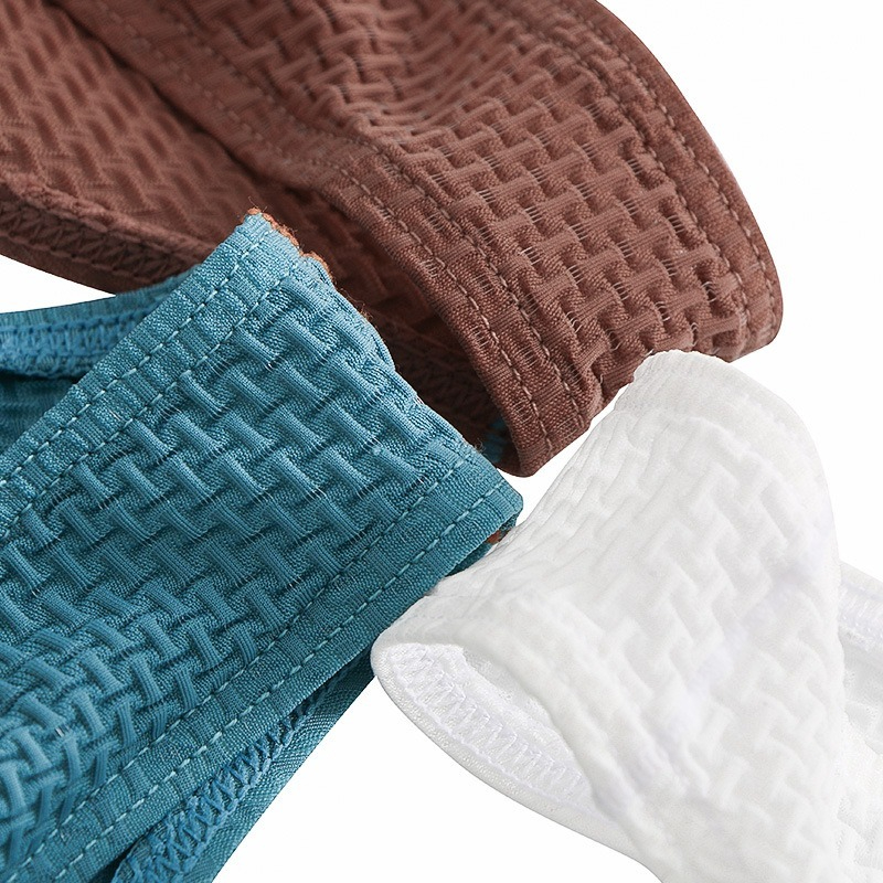 【零壓裸感體驗】透氣輕薄華夫格立體塑形囊袋純色性感男士三角内褲