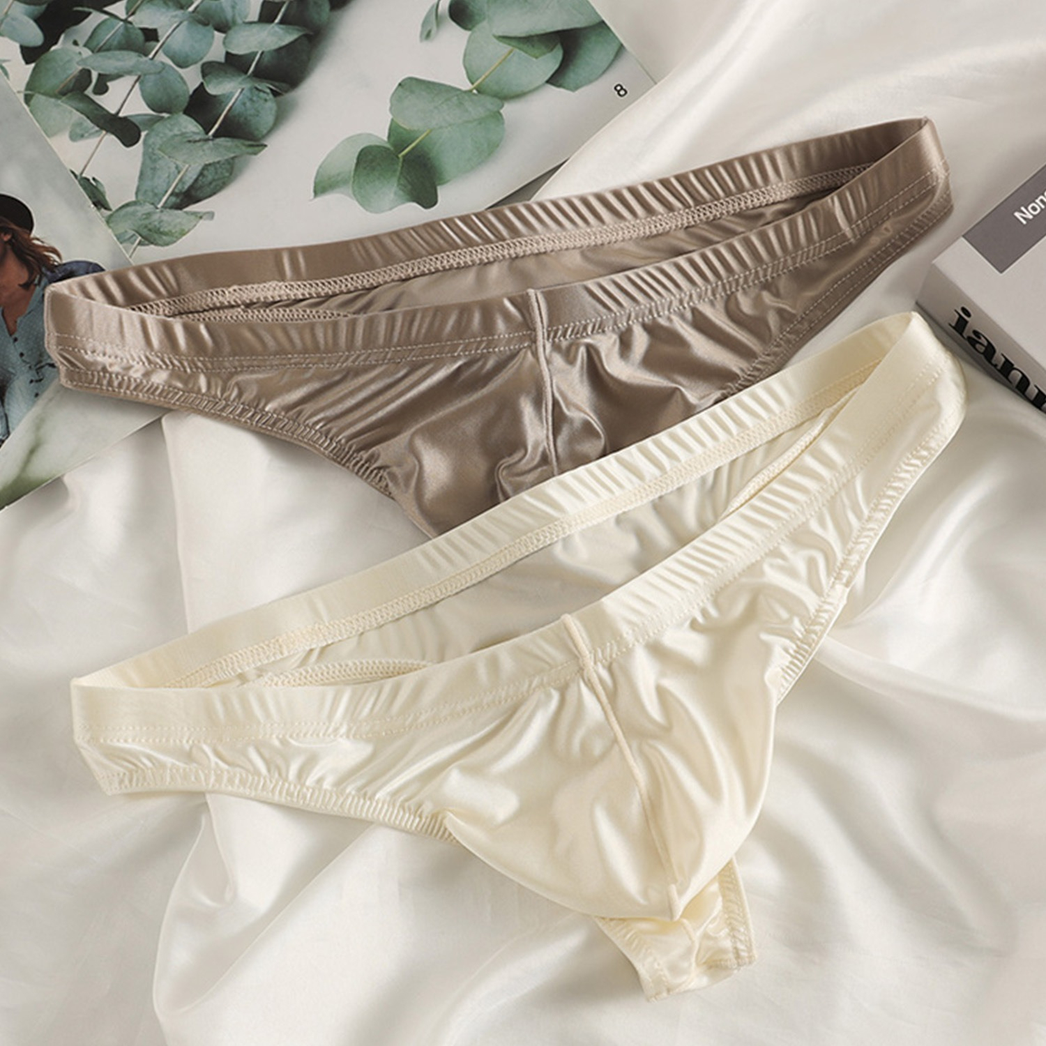 【冰緞奢柔秘境】透氣裸感輕薄純色個性U凸男士丁字内褲