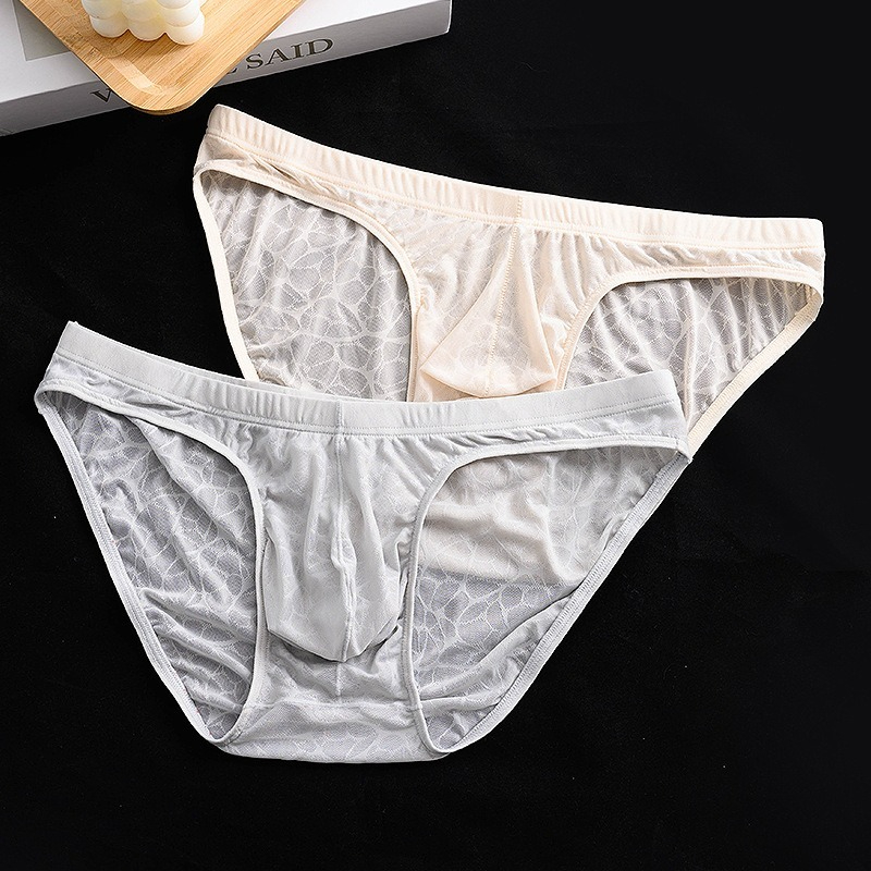 【冰感素肌紗】超薄冰絲透氣抑菌蕾絲性感男士三角内褲