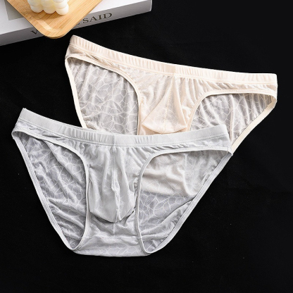 【冰感素肌紗】超薄冰絲透氣抑菌蕾絲性感男士三角内褲