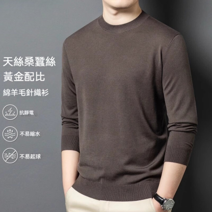 [Copy]【高端質感】升級羊毛桑蠶絲蓄熱保暖拉鏈立領純色長袖衛衣毛衣