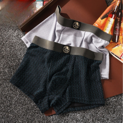 【時尚金絲紋理】透氣柔軟棉中腰純色金絲紋理男士士三角内褲