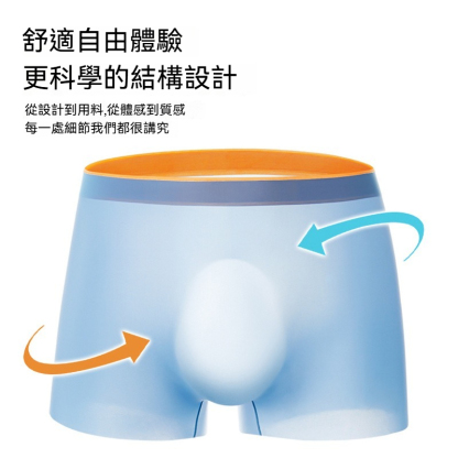 【0.01cm冰絲涼感】新款5D囊袋冰感絲滑一片式平角男士內褲