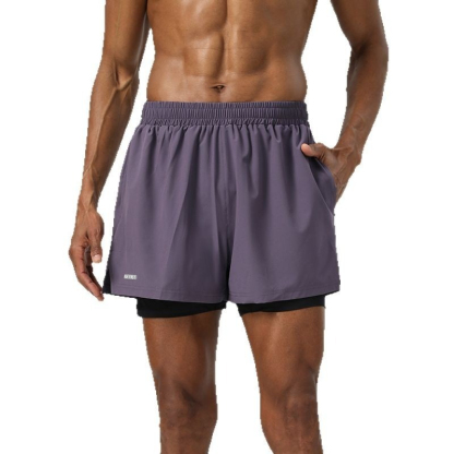 2025新款假两件运动短裤弹力透气三分裤马拉松训练反光条健身短裤