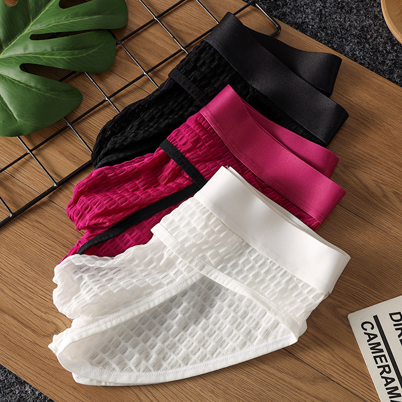 跨境男士三角蕾丝内裤冰丝青年中腰三角裤男透明调情成人三角裤衩