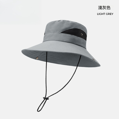 【大帽簷專業防曬】透氣網格速乾防曬戶外露營徒步漁夫帽