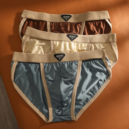 【輕奢緞面】高叉低腰透氣吸汗U凸男士三角褲