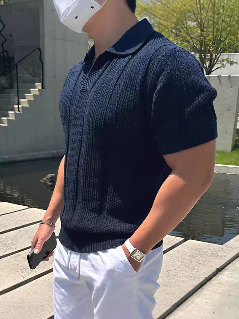 [Copy]【美式復古】夏日重磅短袖T賉polo衫成熟穩重緊袖口硬漢亨利衫