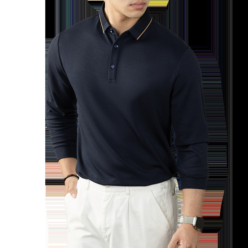 【隱奢質感！羊毛桑蠶絲~】秋季質感撞色商務休閑保暖親膚翻領上衣polo衫