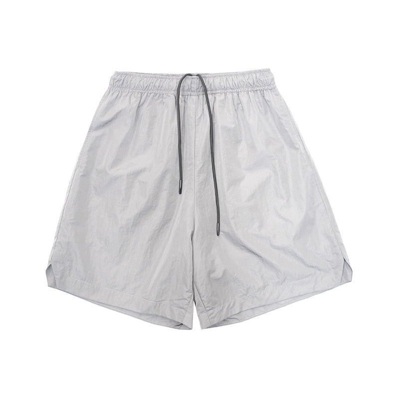 春夏新款美式金属质感三防运动速干短裤松紧系带宽松五分裤