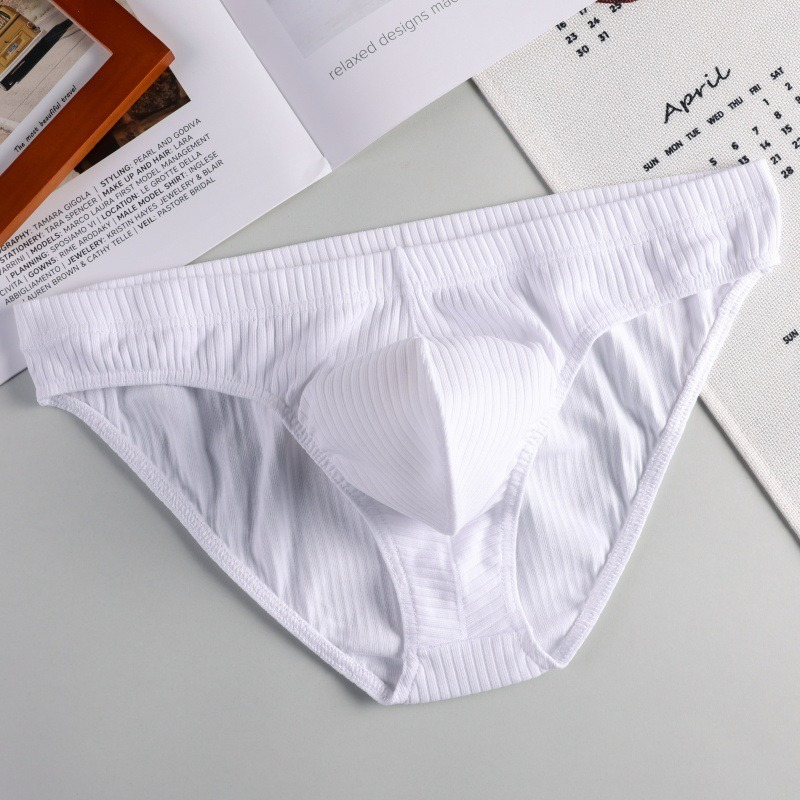 【沉浸式柔軟透氣】純棉透氣羅紋潮流純色U凸男士三角內褲