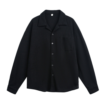 【復古老錢風】秋季新款肌理絨古巴領高級慵懶風垂感襯衣外套