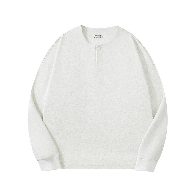 【復古老錢風】秋季新款亨利領紐扣260g斜紋棉男士衛衣