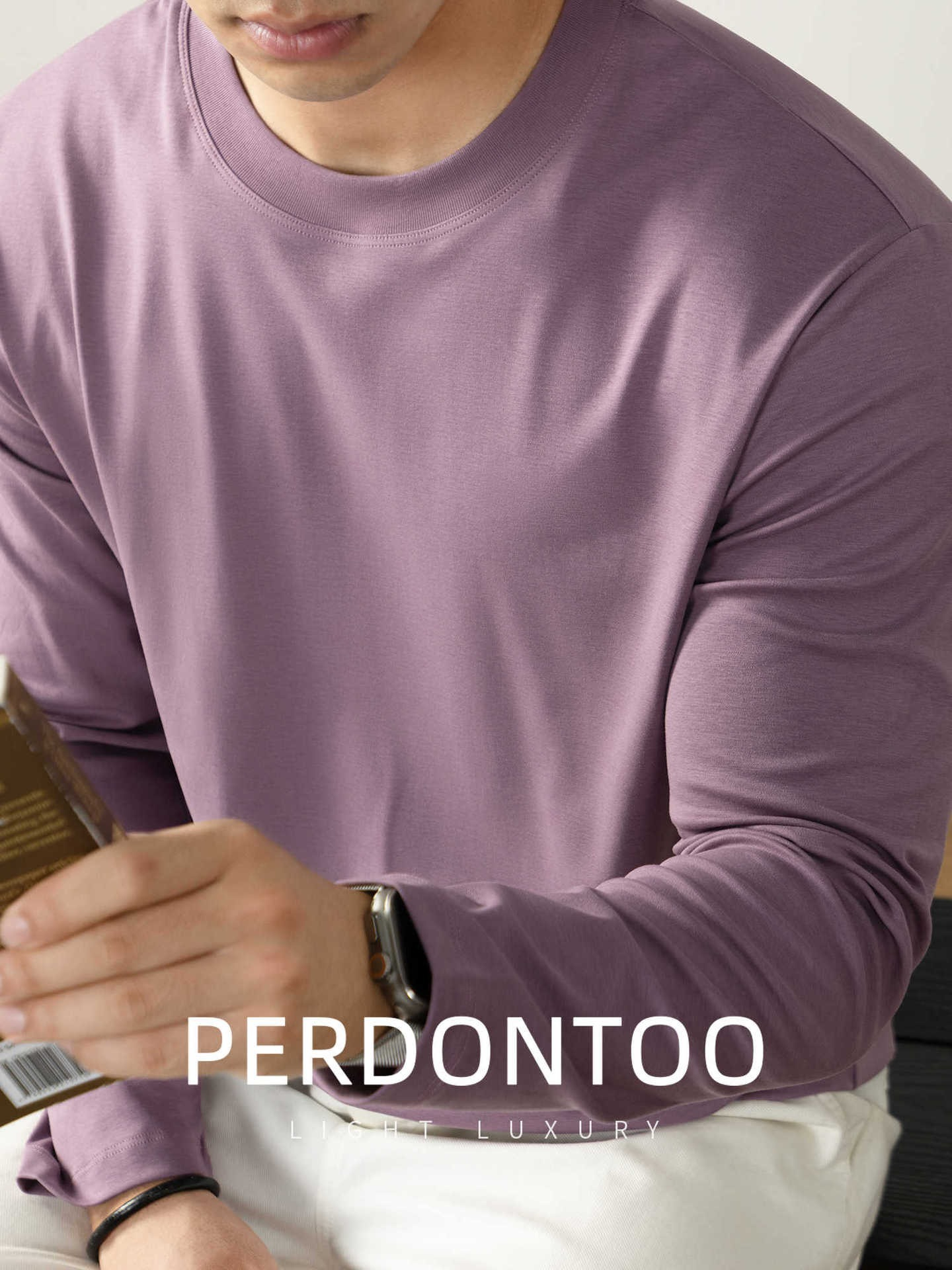 [Copy]【抗靜電絲光棉】高品質絲光棉半高領内搭男士純色百搭長袖T恤