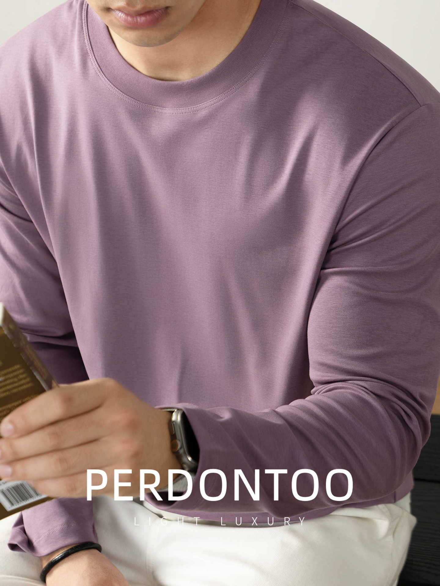 [Copy]【抗靜電絲光棉】高品質絲光棉半高領内搭男士純色百搭長袖T恤