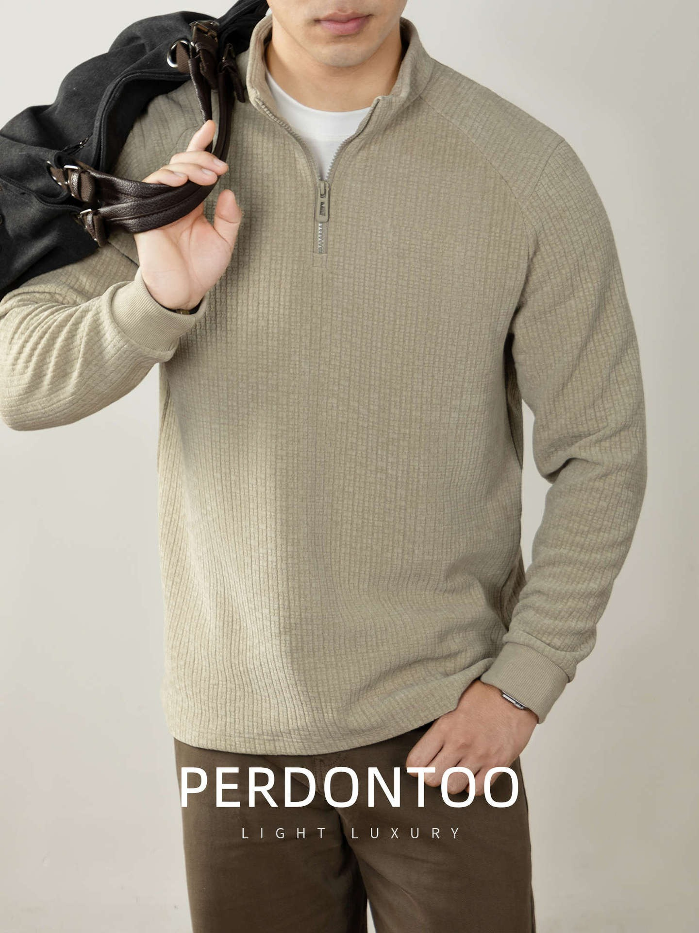 【高端質感】升級羊毛桑蠶絲蓄熱保暖拉鏈立領純色長袖衛衣毛衣