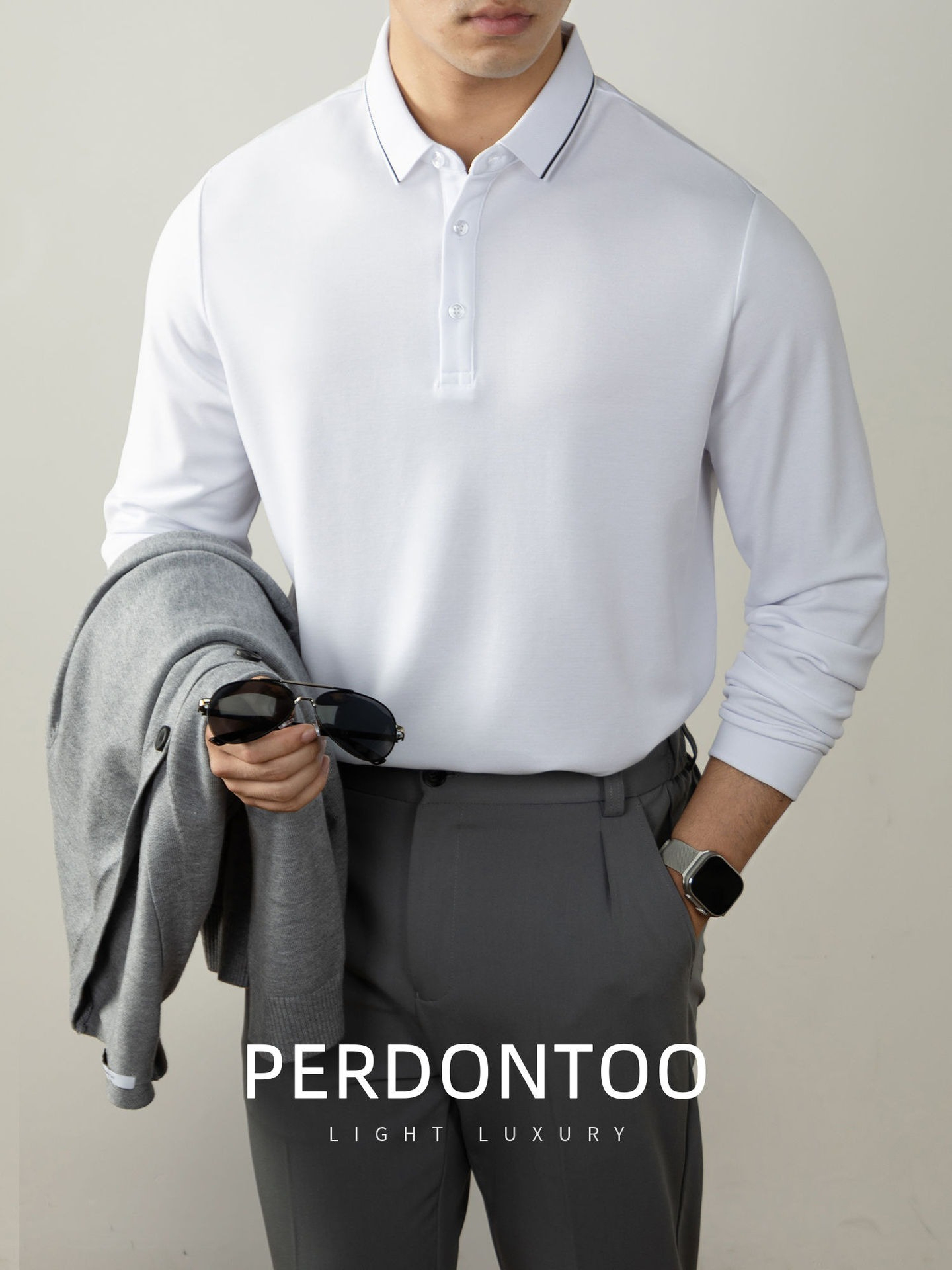 【隱奢質感！羊毛桑蠶絲~】秋季質感撞色商務休閑保暖親膚翻領上衣polo衫