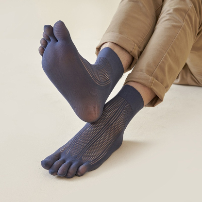 【分趾設計】夏季網眼中筒透氣吸汗五趾絲襪