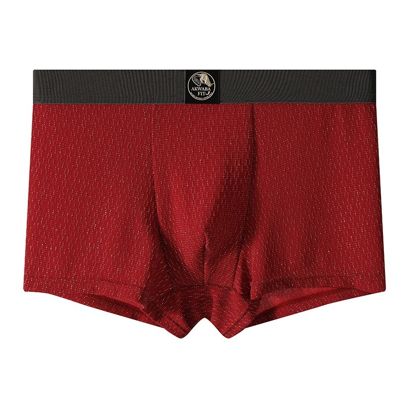 【時尚金絲紋理】透氣柔軟棉中腰純色金絲紋理男士士三角内褲