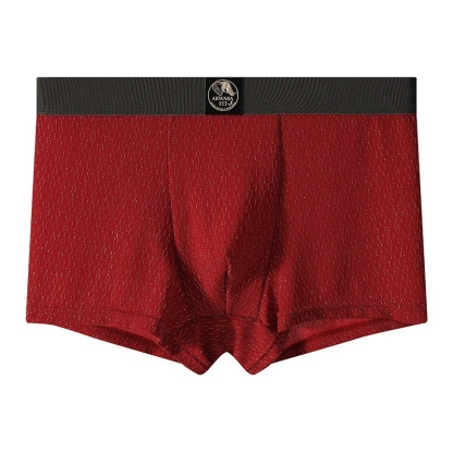 【時尚金絲紋理】透氣柔軟棉中腰純色金絲紋理男士士三角内褲