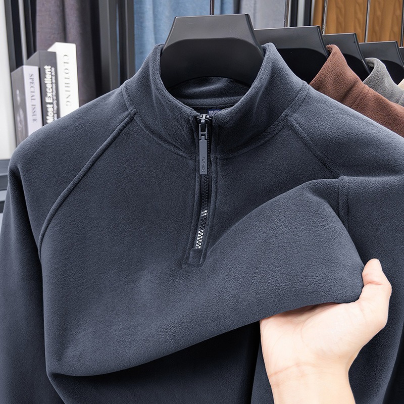 [Copy]【輕奢商務系列】輕柔莫代爾羊毛半拉鏈翻領時尚百搭男士針織衫