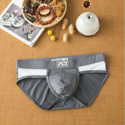 【簡約撞色】牛奶絲大囊袋彈力提臀男士三角內褲