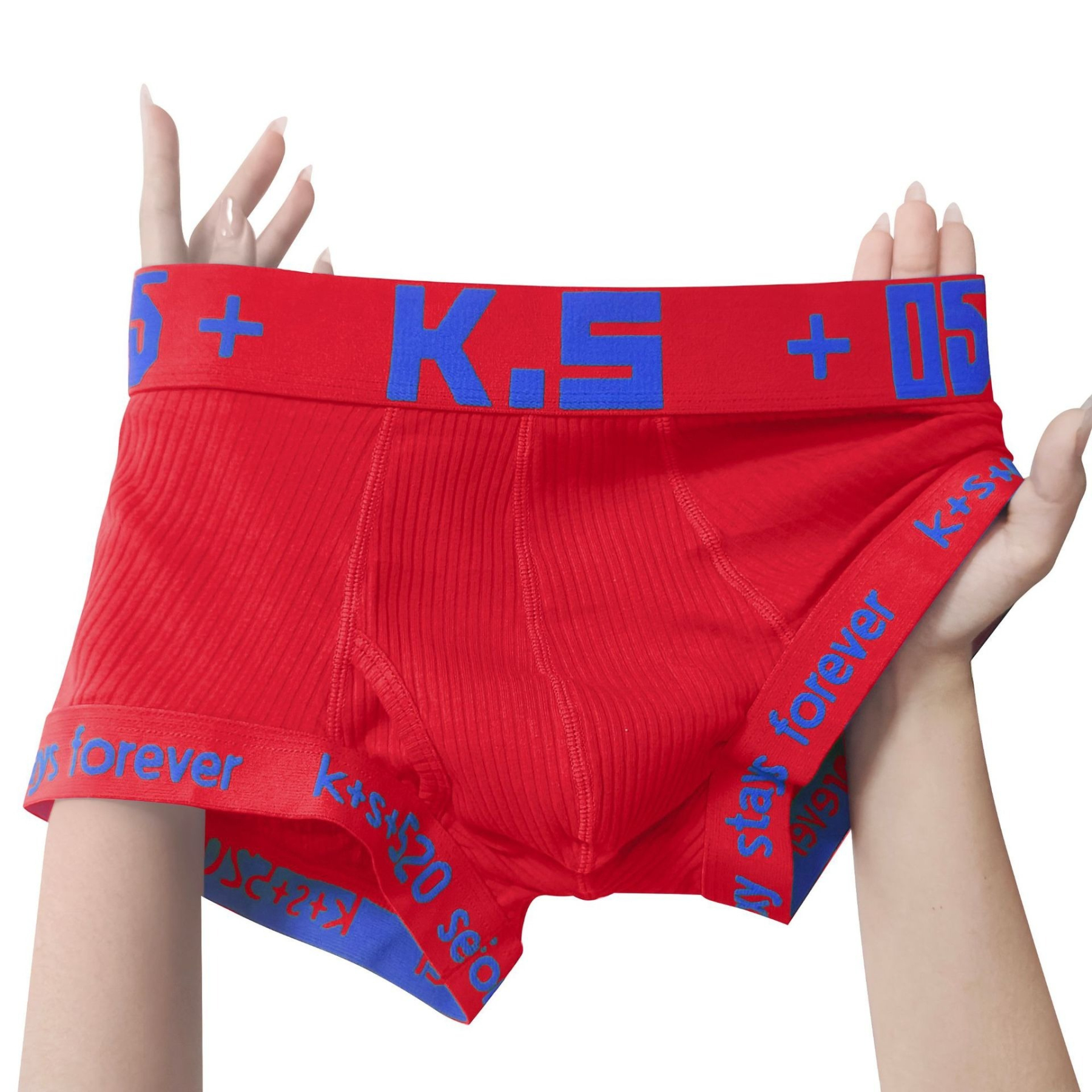 【高彈乾爽】潮流字母撞色螺紋運動透氣U凸囊袋男士平角内褲