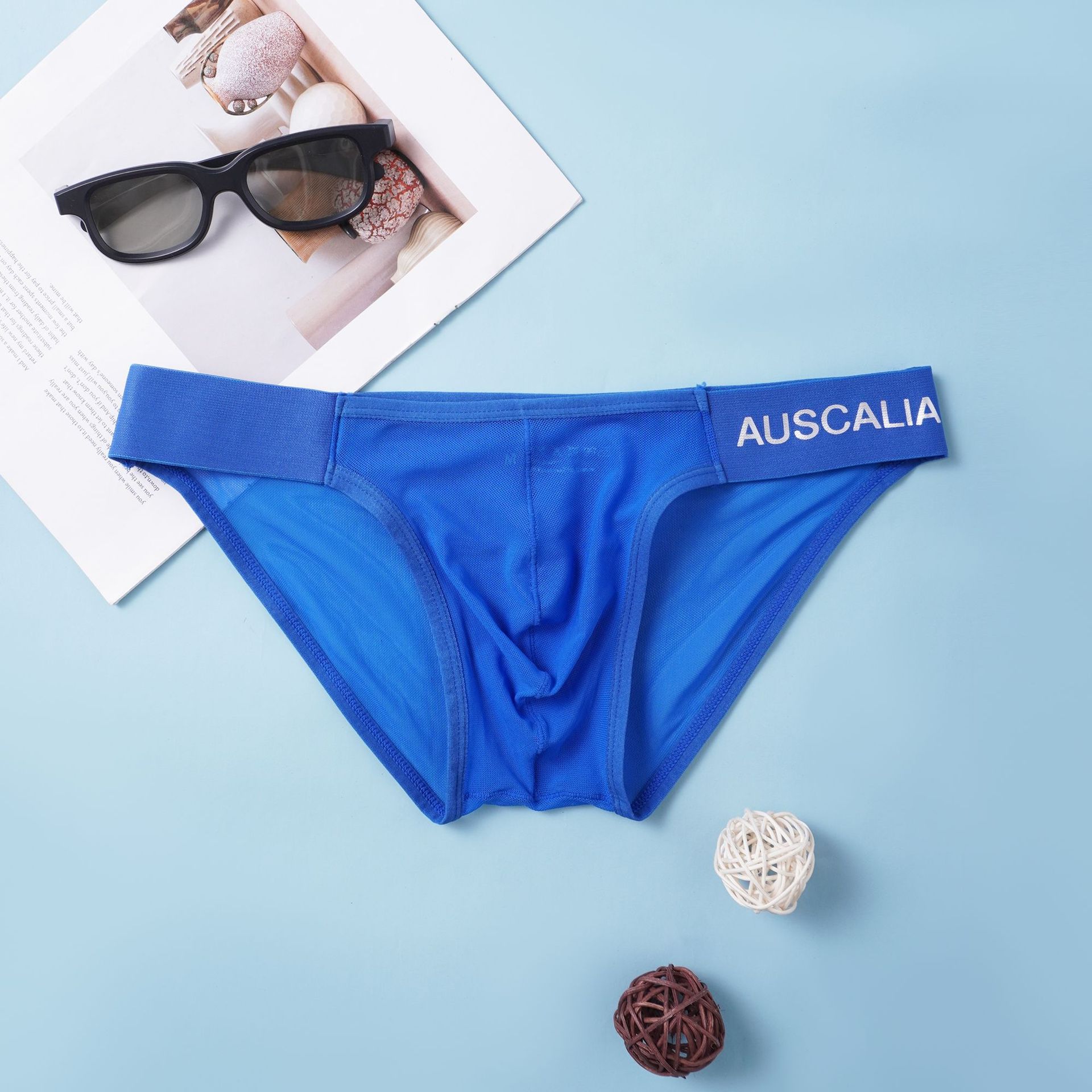 【輕盈網紗系列】超絕涼感冰絲U凸高叉時尚低腰三角男士內褲