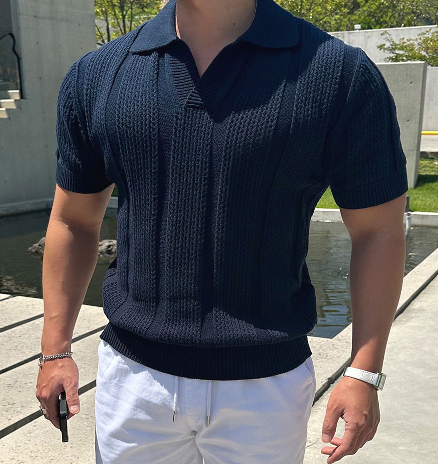 [Copy]【美式復古】夏日重磅短袖T賉polo衫成熟穩重緊袖口硬漢亨利衫