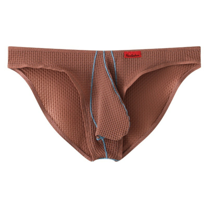 【零壓裸感體驗】透氣輕薄華夫格立體塑形囊袋純色性感男士三角内褲