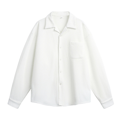 【復古老錢風】秋季新款肌理絨古巴領高級慵懶風垂感襯衣外套