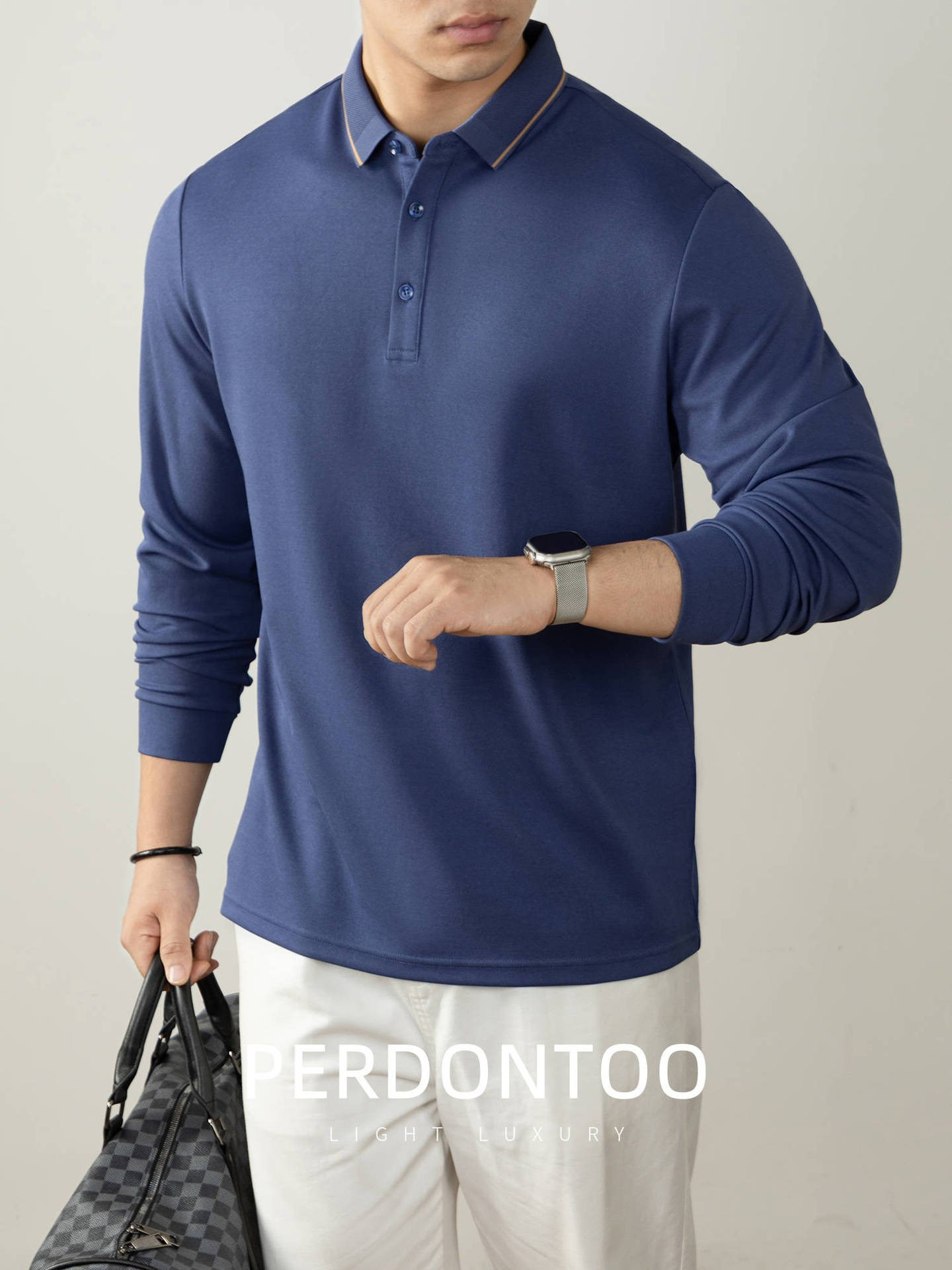 【隱奢質感！羊毛桑蠶絲~】秋季質感撞色商務休閑保暖親膚翻領上衣polo衫