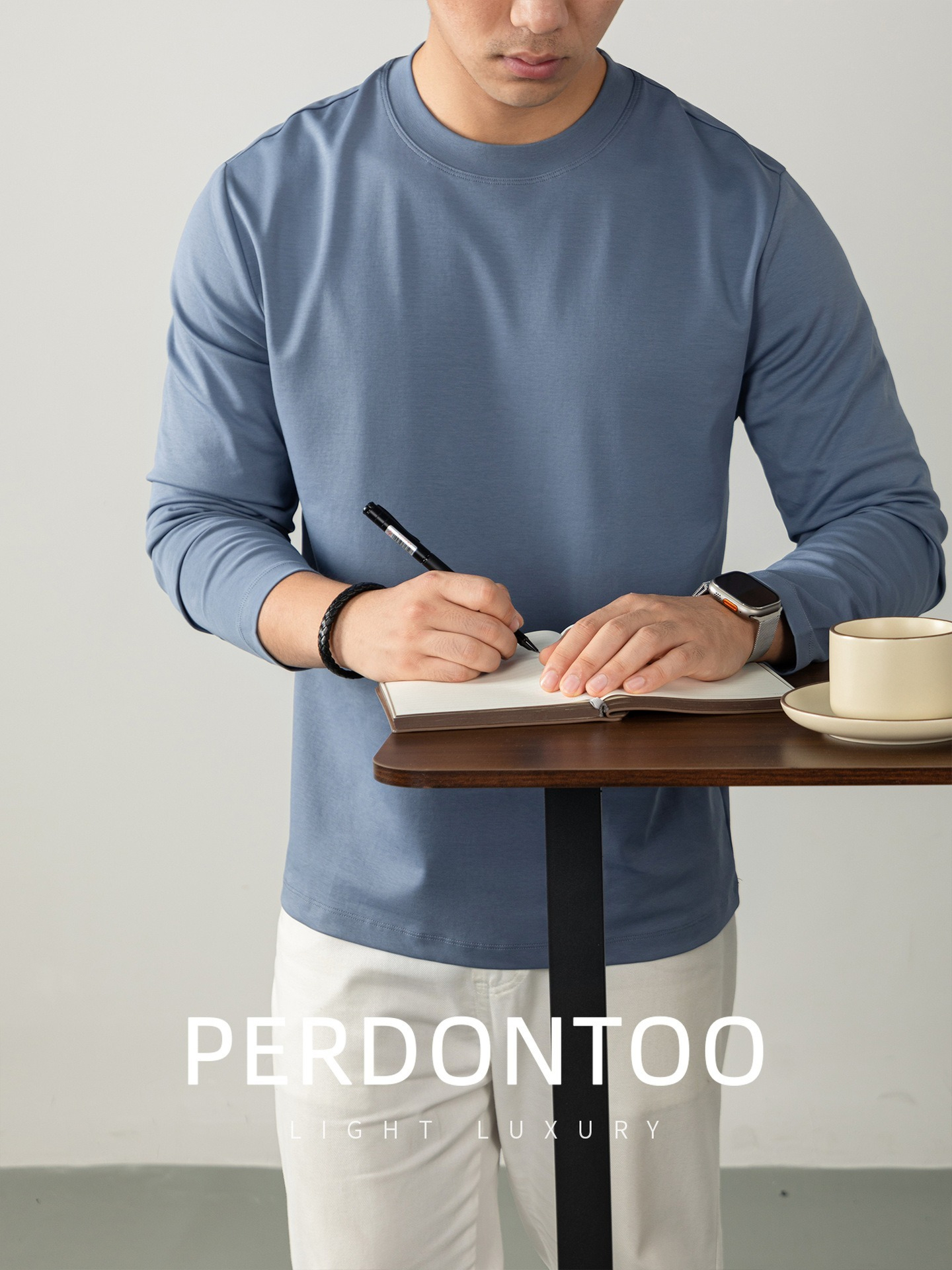 [Copy]【經典商務風】圓領優質羊毛桑蠶絲純色親膚長袖毛衣針織衫