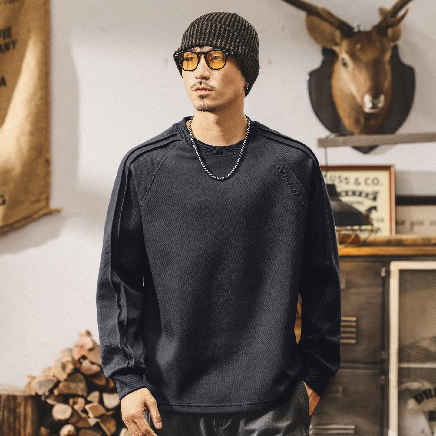 [Copy]【輕奢液氮絲光棉】升級液氮絲光棉圓領男士純色百搭長袖