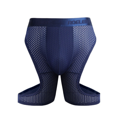 【自由運動系列】兩側鏤空式~新款加長款U凸囊袋透氣孔運動內褲