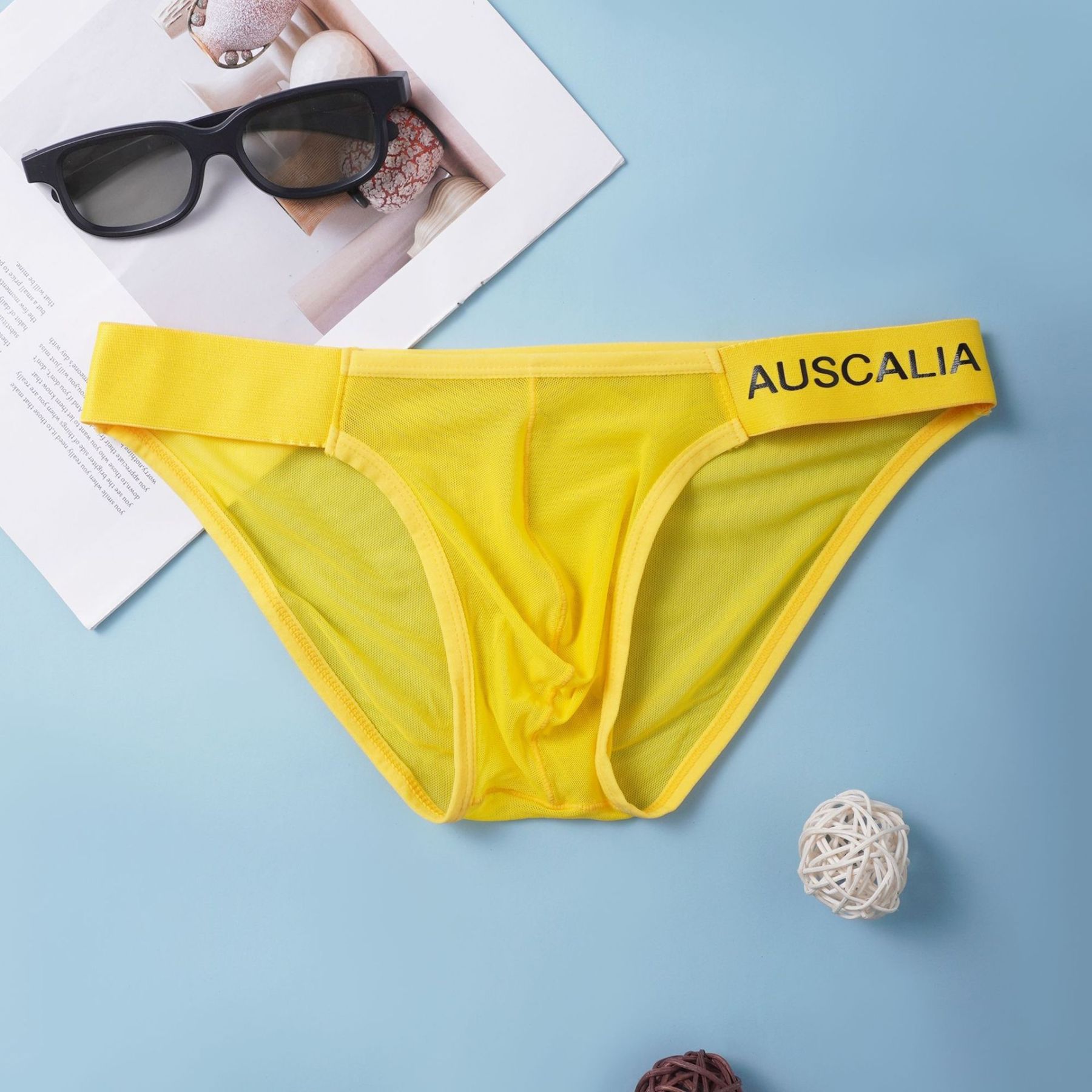 【輕盈網紗系列】超絕涼感冰絲U凸高叉時尚低腰三角男士內褲