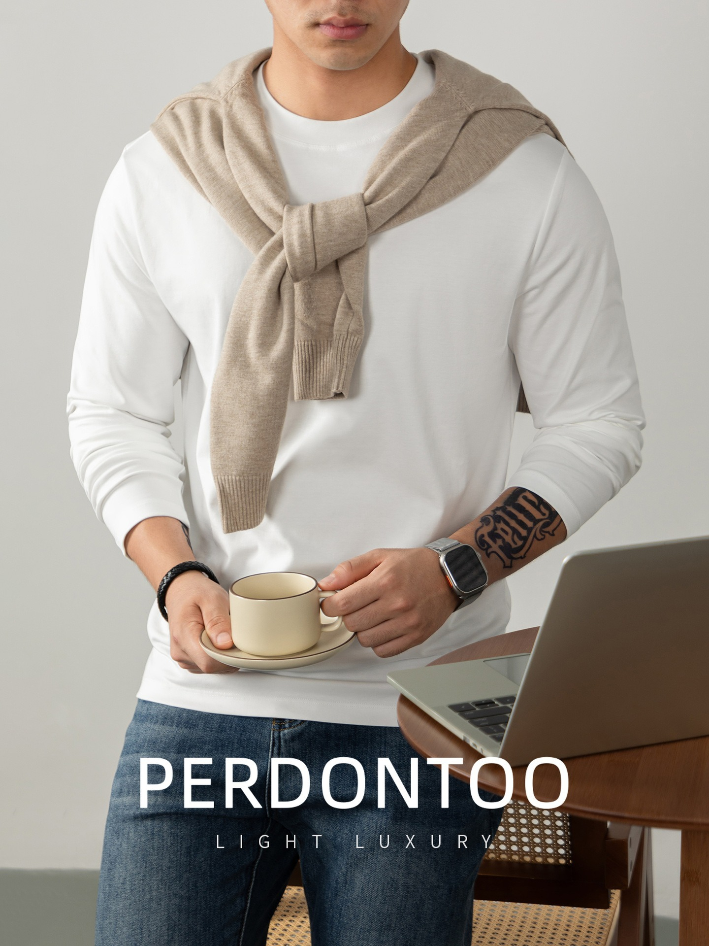 [Copy]【經典商務風】圓領優質羊毛桑蠶絲純色親膚長袖毛衣針織衫