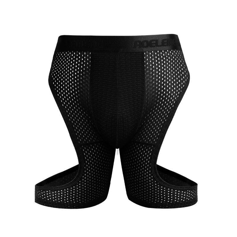 【自由運動系列】兩側鏤空式~新款加長款U凸囊袋透氣孔運動內褲