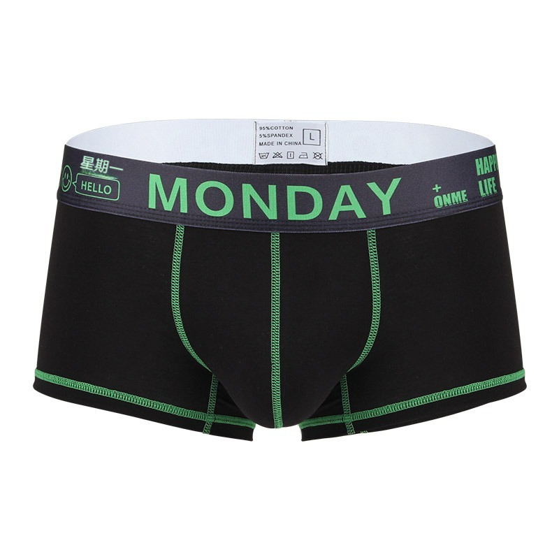 【寶藏級的舒適】透氣優質棉加寬腰帶簡約撞色星期褲男士小平角内褲