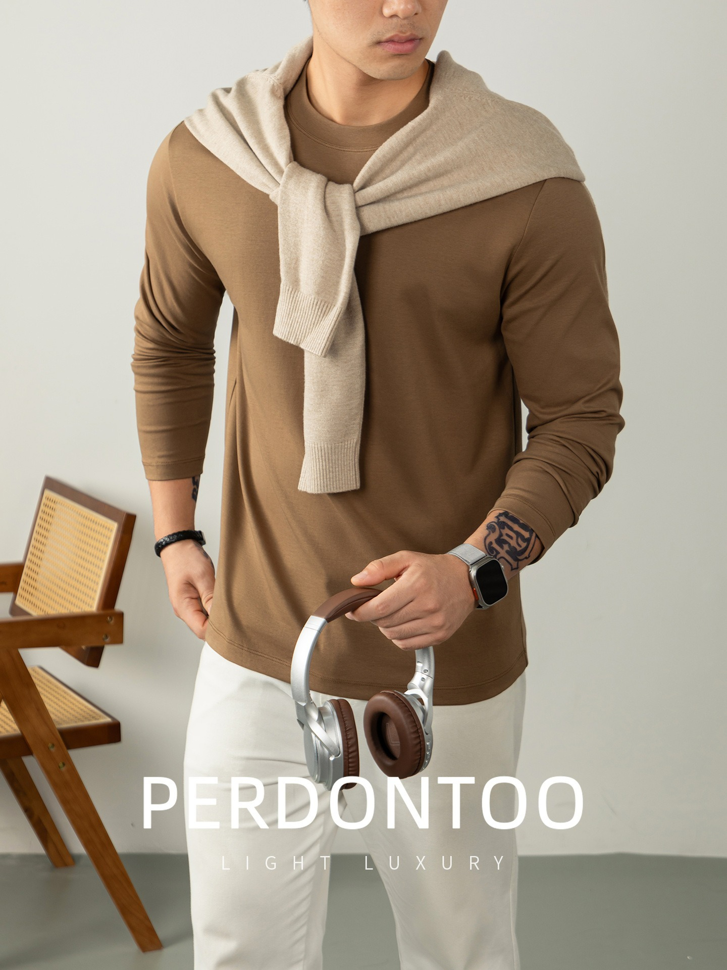 [Copy]【經典商務風】圓領優質羊毛桑蠶絲純色親膚長袖毛衣針織衫