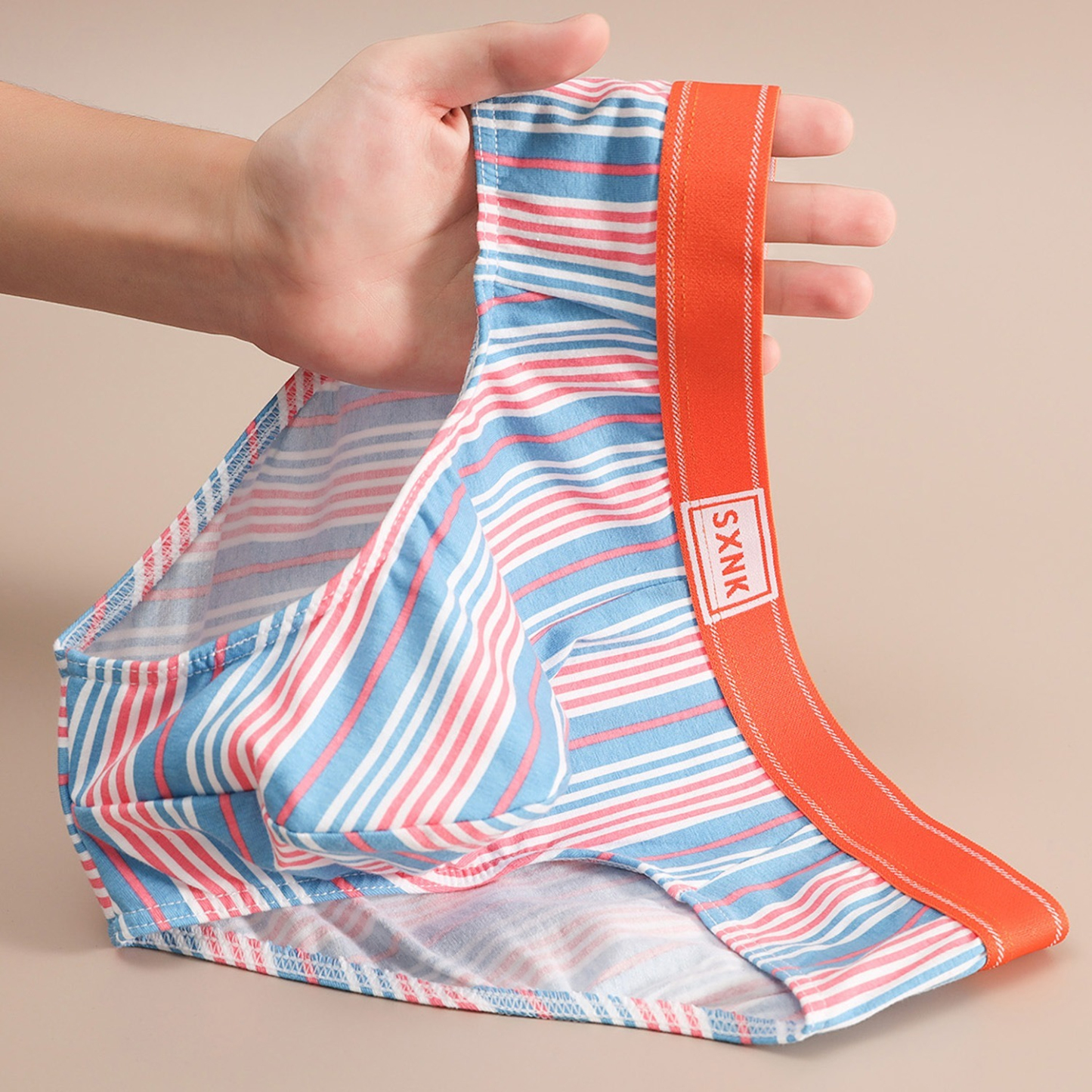 【氣質條紋款】舒仕新款潮男條紋撞色包臀男士三角内褲