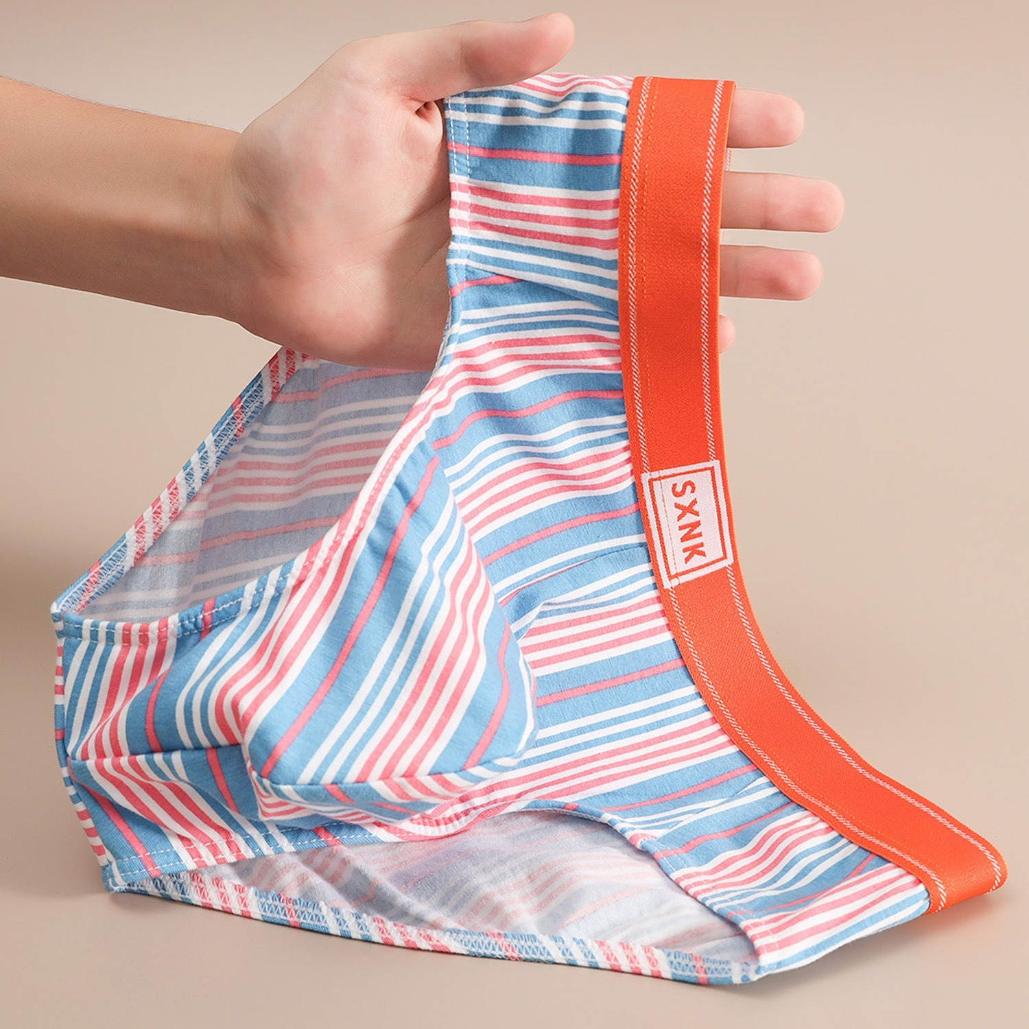 【氣質條紋款】舒仕新款潮男條紋撞色包臀男士三角内褲