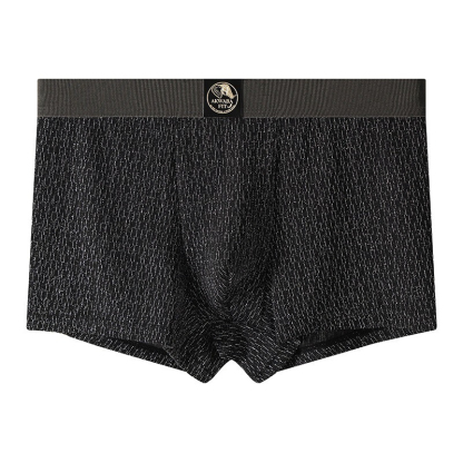 【時尚金絲紋理】透氣柔軟棉中腰純色金絲紋理男士士三角内褲