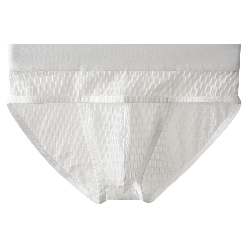 跨境男士三角蕾丝内裤冰丝青年中腰三角裤男透明调情成人三角裤衩